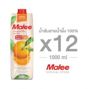 Malee น้ำส้มสายน้ำผึ้ง 100% ตรามาลี ขนาด 1000 มล. (12 กล่อง)