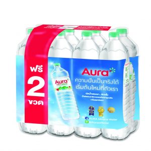 AURA ออรา น้ำแร่ธรรมชาติ 100% 1500 ml x 6 ขวด Free 2