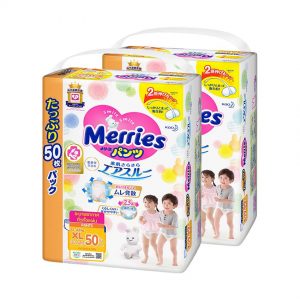 MERRIES เมอร์รี่ส์ ผ้าอ้อมเมอร์รี่ส์ ชนิดกางเกง [รวม 2 แพ็ค]